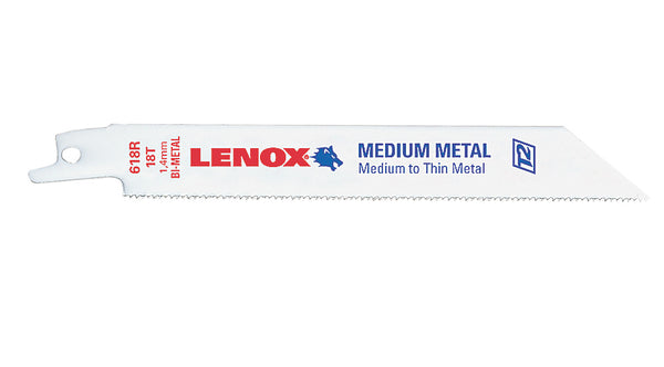 Lenox® 22751OSB618R Metal Cutting Reciprocating Saw Blade, 18 TPI, 6"