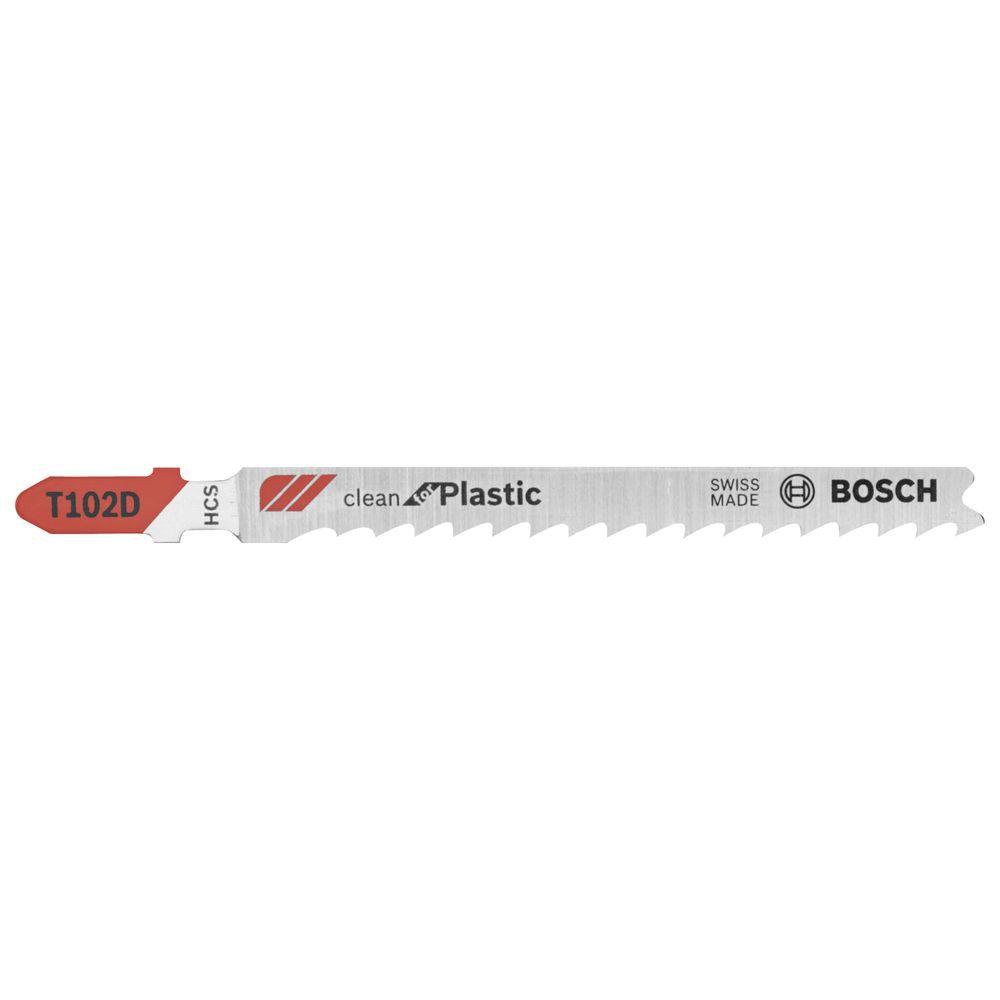 Bosch T102D3 Clean for Plastic T-Shank HCS Jig Saw Blades, 6 TPI, 3", 3-Pack