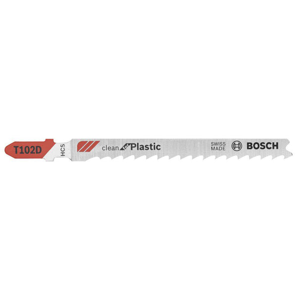 Bosch T102D3 Clean for Plastic T-Shank HCS Jig Saw Blades, 6 TPI, 3", 3-Pack