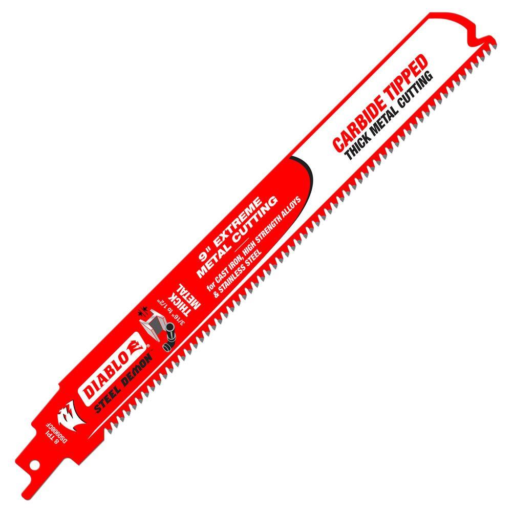 Diablo® DS0908CF Steel Demon Carbide-Tipped Reciprocating Saw Blade, 8 TPI, 9"