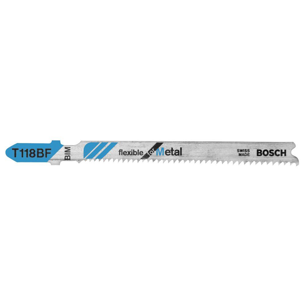 Bosch T118BF Flexible for Metal Bi-Metal T-Shank Jig Saw Blade, 14 TPI, 3", 5 Pack