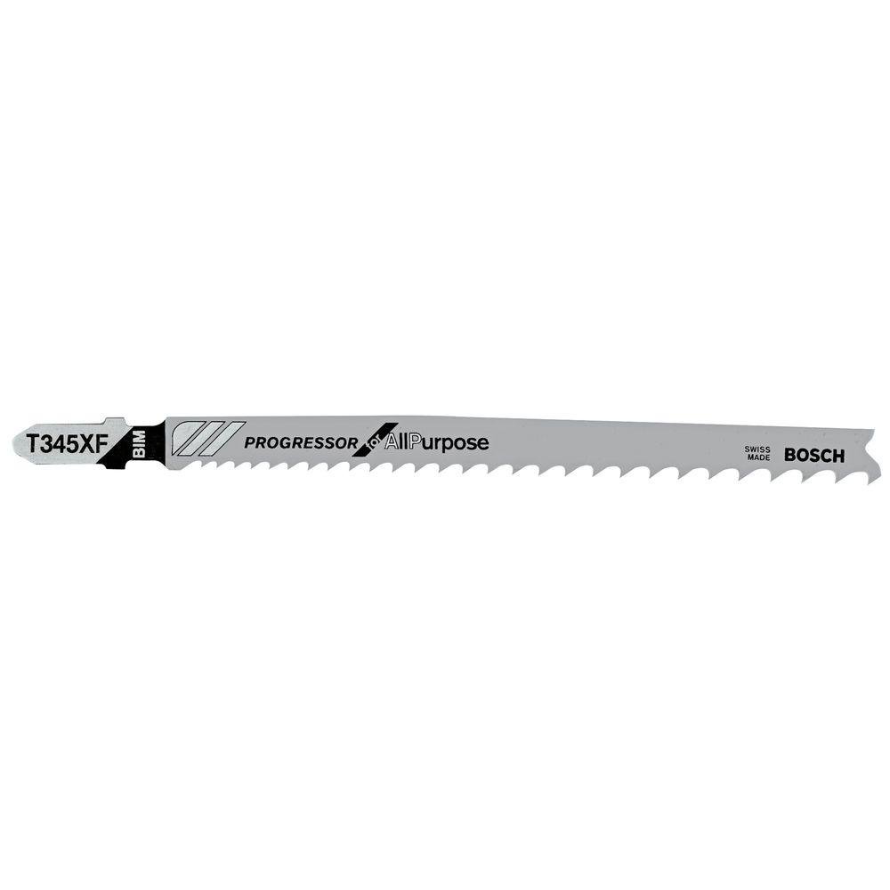 Bosch T345XF Progressor for All-purpose T-Shank Jig Saw Blade, 5-10 TPI, 5-1/4", 5-Pack
