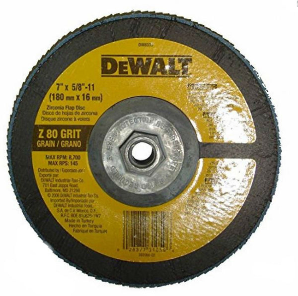 DeWalt® DW8330 High Performance™ Type 29 Zirconia Flap Disc, 80 Grit, 7"x5/8"-11
