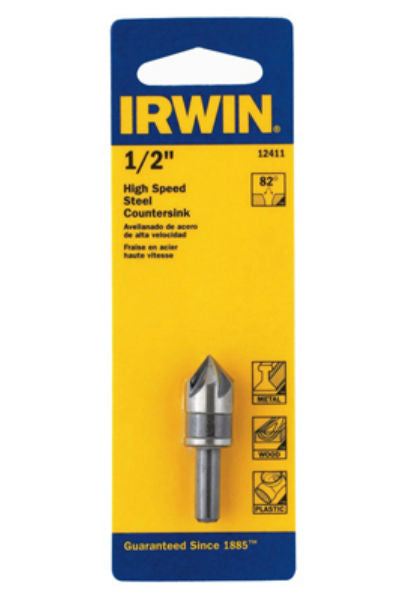 Irwin® 12411 High Speed Steel Countersink Drill Bit, Black Oxide, 1/2"