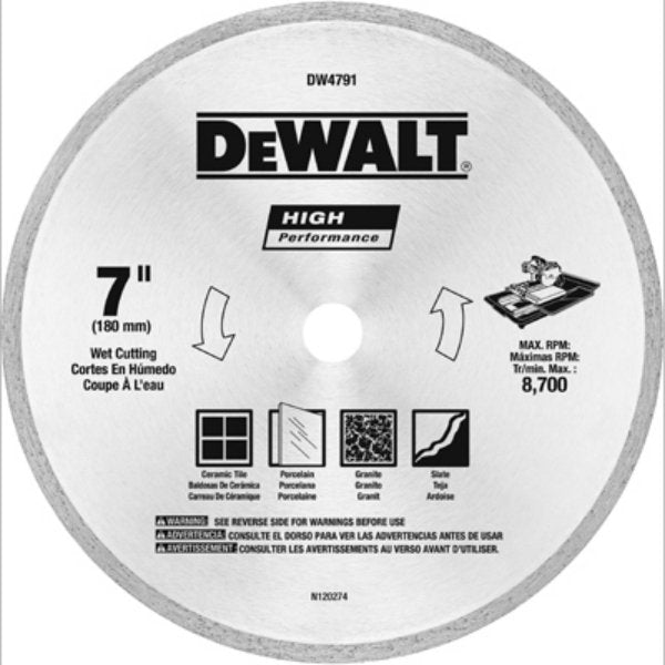 DeWalt® DW4791 High Performance™ Tile Blade, 7" x 0.060
