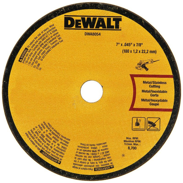 DeWalt® DWA8054 Metal Cut-Off Wheel, 7" x 0.045" x 7/8"