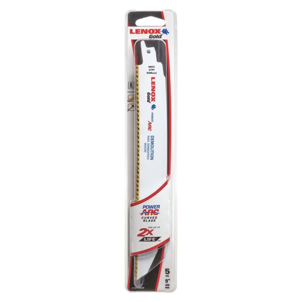 Lenox® 21090966GR Gold® Power Arc Curved Demolition Recip Blade, 6 TPI, 9"