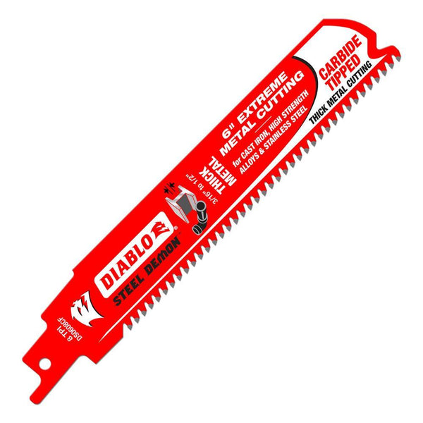 Diablo® DS0608CF Steel Demon Carbide-Tipped Reciprocating Saw Blade, 8 TPI, 6"