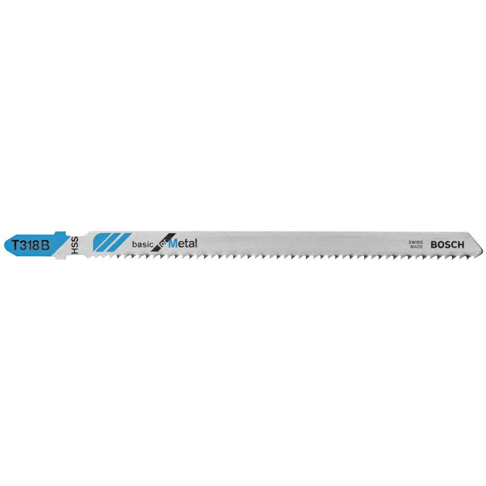 Bosch T318B Basic for Metal HSS T-Shank Jig Saw Blades, 14 TPI, 5-1/4", 5-Pack