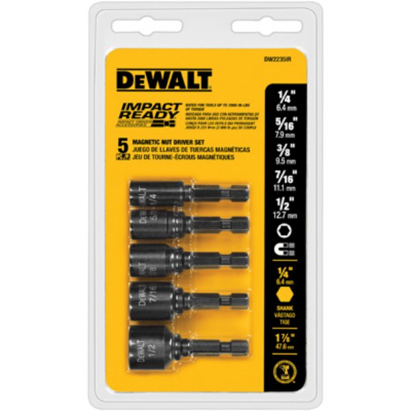 DeWalt® DW2235IR Impact Ready® Magnetic Nut Setter Set, 5-Piece