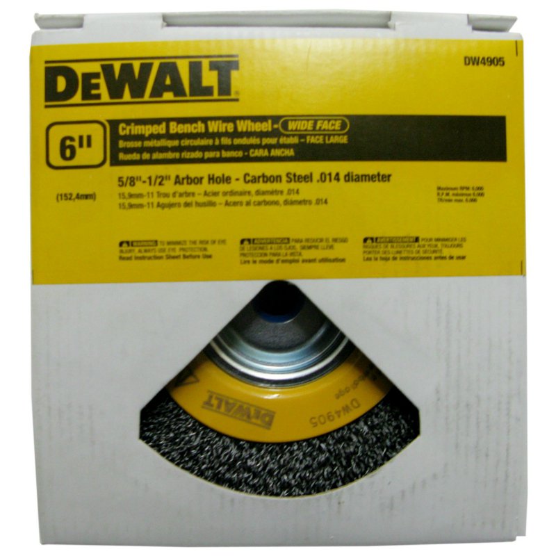 DeWalt® DW4905 Crimped Bench Grinder Wide Face Wire Wheel Brush, 6"