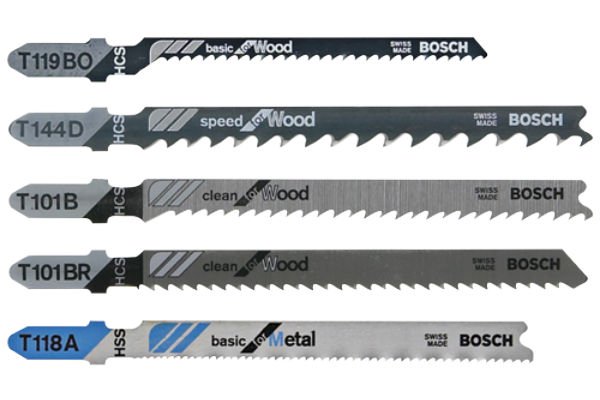 Bosch T501 Wood & Metal Cutting T-Shank Jig Saw Blade Set, 5-Piece