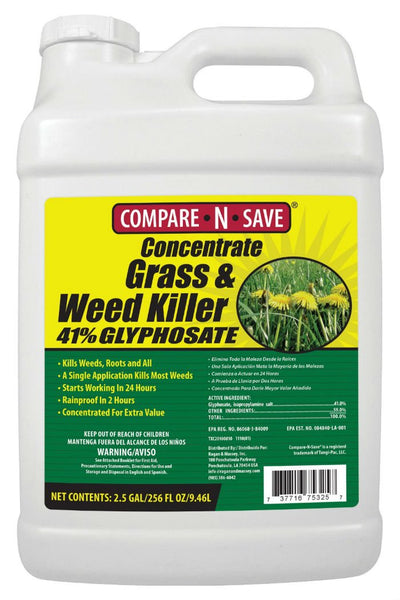 Compare-N-Save® 75325 Concentrate Grass & Weed Killer, 41% Glyphosate, 2.5 Gal