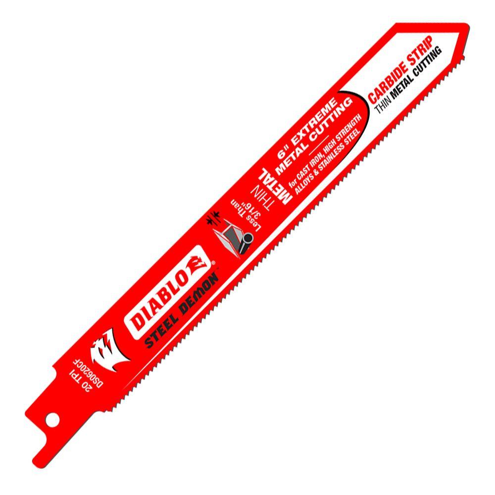 Diablo® DS0620CF Steel Demon™ Carbide Strip Reciprocating Blade, 20 TPI, 6"