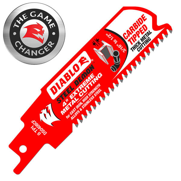 Diablo DS0408CF Demon Carbide-tipped Reciprocating Blade, 4", Steel, 8-Tooth