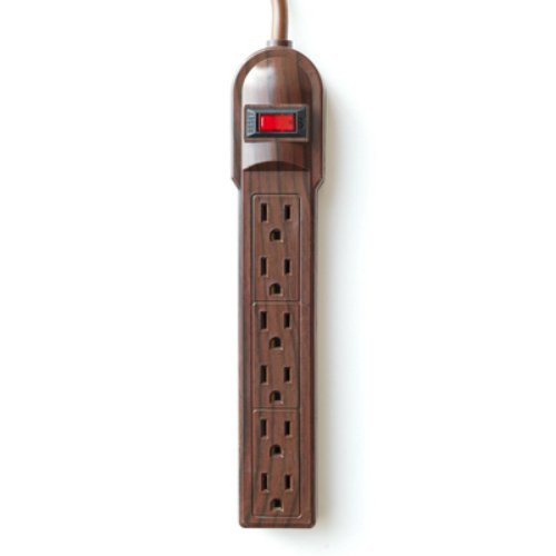 Invisiplug DO003 Dark Oak Standard Surge Protector, 6 Outlet