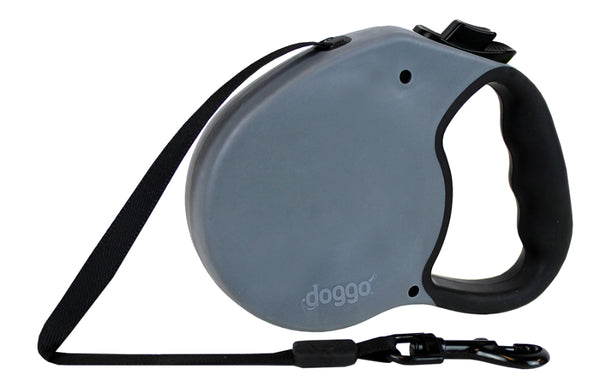 Doggo® DGO-RLSH-GG-LG Everyday Retractable Leash, Large, 16', Granite Gray