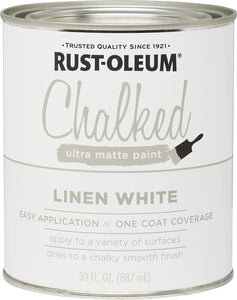 Rust-Oleum 285140 Chalked Ultra Matte Paint, 30 Oz, White