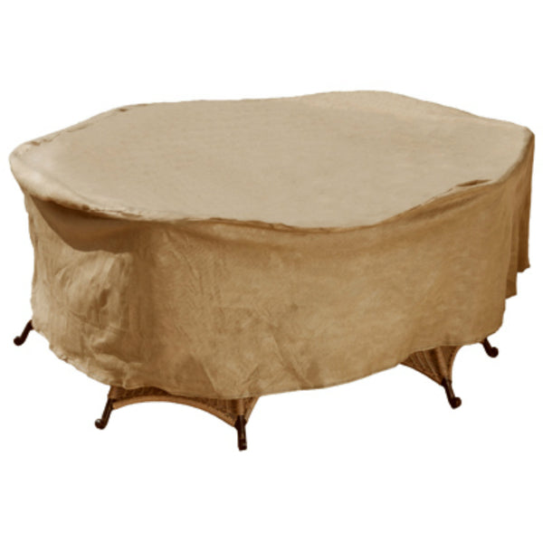 Budge P5A13SFRC-N Oval Rec Table & Chair Combo Cover, Tan, 30" Drop, 72"