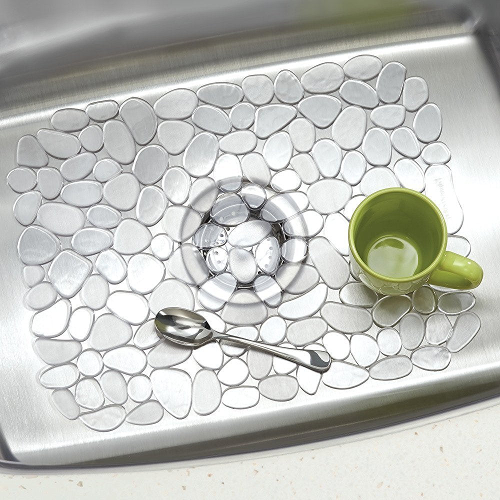 InterDesign® 60660 Pebblz Kitchen Sink Protector Mat, Clear, Large, 12"x15.5"