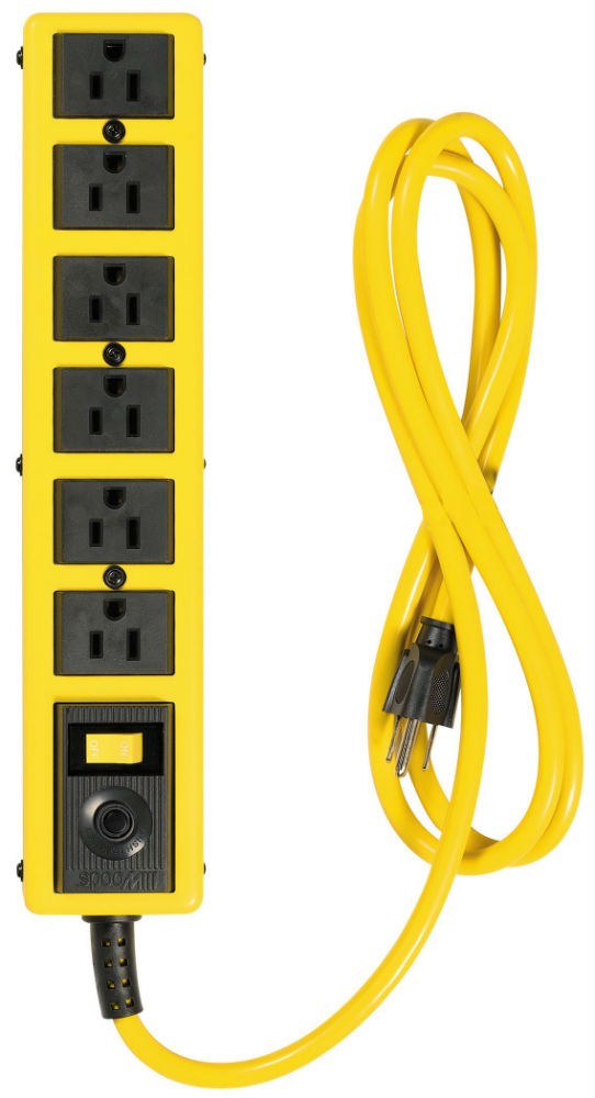Coleman Cable® 5139 Yellow Jacket® 6-Outlet Metal Power Strip with 6' Cord