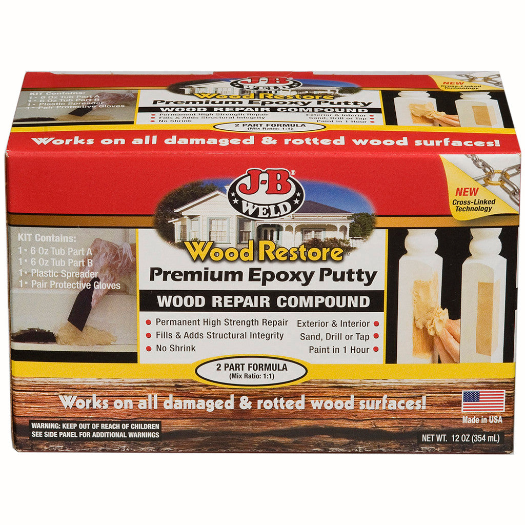 J-B® Weld 40005 Wood Restore™ Premium Epoxy Putty Kit, 12 Oz