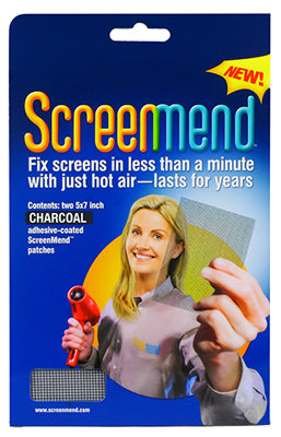 ScreenMend 04532 Adhesive-Coated Screen Repair Patch, Charcoal, 5"x7", 2-Pack