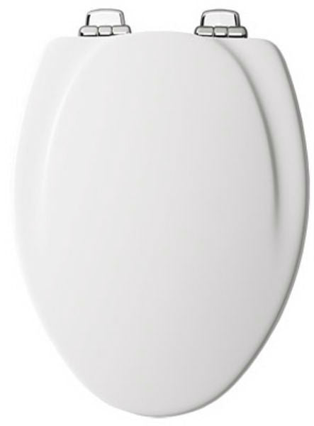 Mayfair 130CHSL-000 Elongated Molded Wood Toilet Seat with Chrome Hinges, White