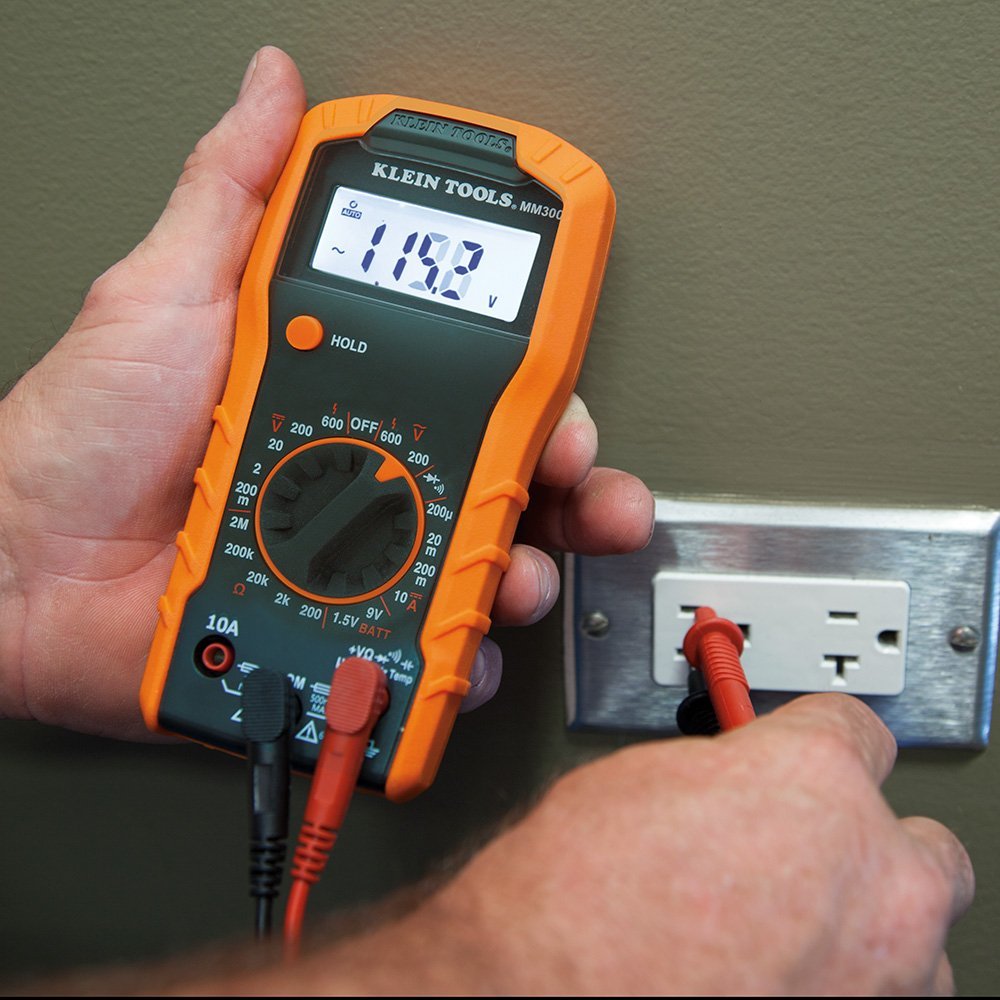 Klein® Tools MM300 Manual-Ranging Digital Multimeter w/ Leads & Batteries, 600V
