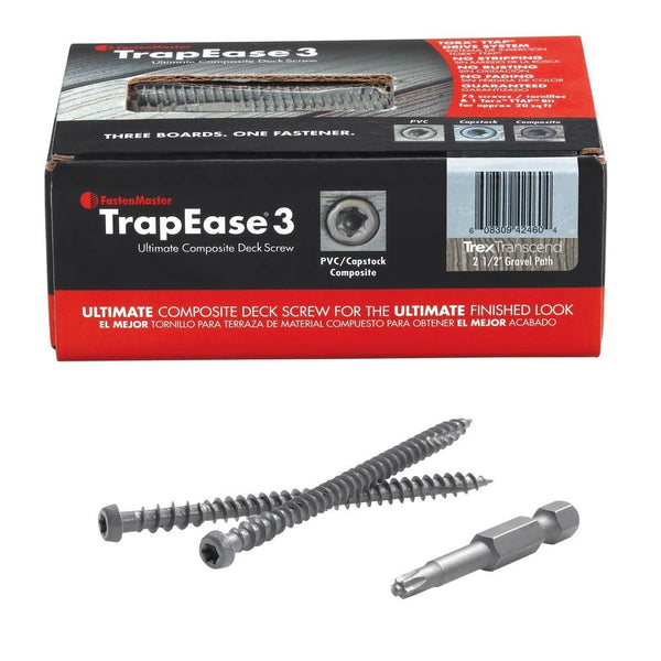 FastenMaster® FMTR3-212-75SLPB TrapEase® 3 Composite Deck Screw, Pebble, 75-Ct