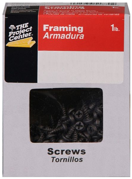 Hillman™ 47180 Sharp Point Pan Head Framing Screw, Black Phosphate, #6x7/16", Lb