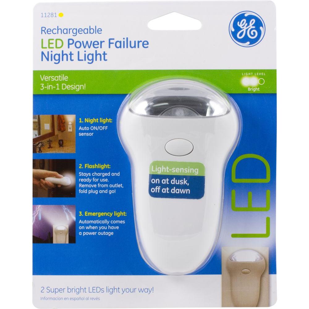 GE 11281 3-In-1 Rechargeable Power Failure LED Night Light, White