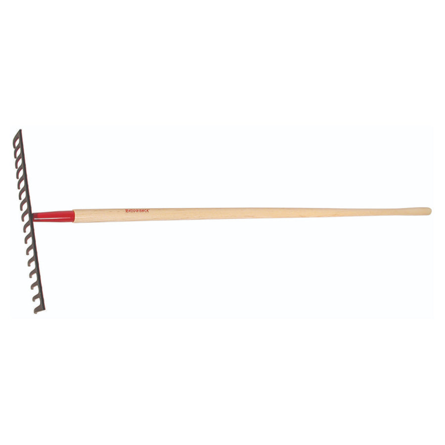 Razor-Back 63111 Level Head Rake with Steel Head, Wood Handle, 16-Tine