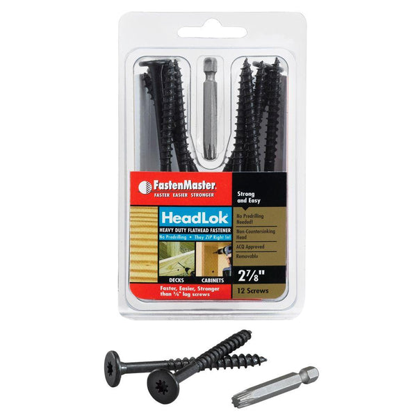 FastenMaster FMHLGM278-12 HeadLok Heavy-Duty Flathead Fastener, 2-7/8", 12-Pack