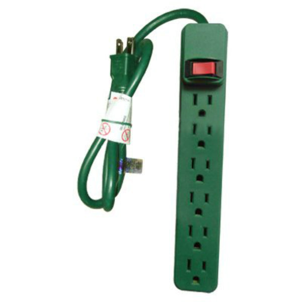 Master Electrician PS-669G Plastic Housing Power Strip, 6 Outlet, Green