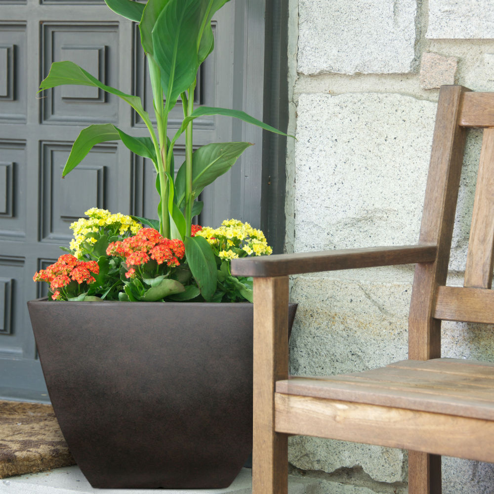 Southern Patio® HDR-019275 Newland Square Planter, Coffee, 16"
