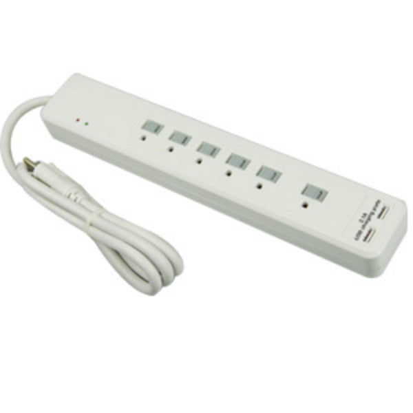 Master Electrician PS-672F-3A 6-Outlet Surge Strip with 6' Power Cord, White