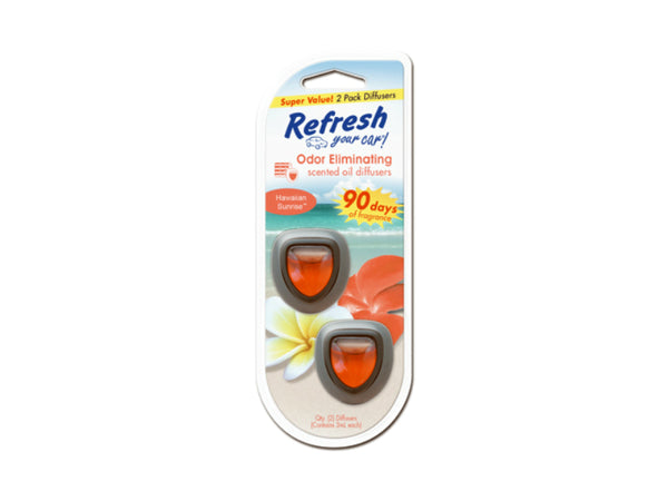 Refresh Your Car® 09136 Odor Eliminating Mini Diffusers, Hawaiian Sunrise, 2-Pk