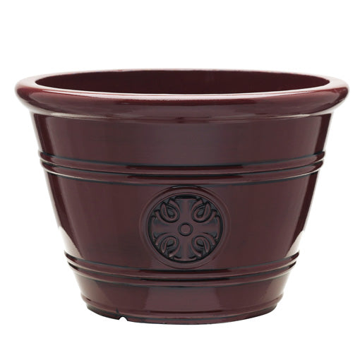 Southern Patio® HDP-019299 Modesto Planter, Oxblood, 12"