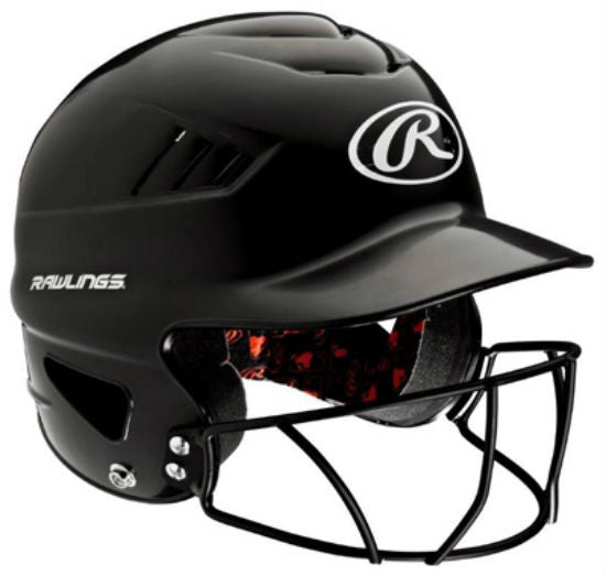 Rawlings® RCFHFG-B Batting Helmet with Baseball Mask, Black