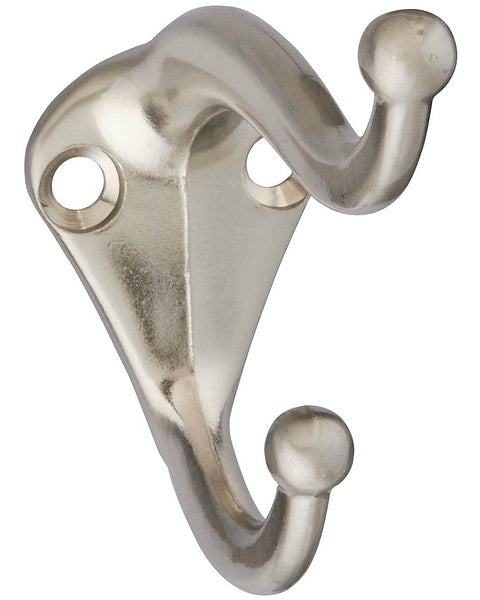 National Hardware N325-712 Coat and Hat Hook, Satin Nickel, 2-3/4" L x 1.07" W x 2.35" H