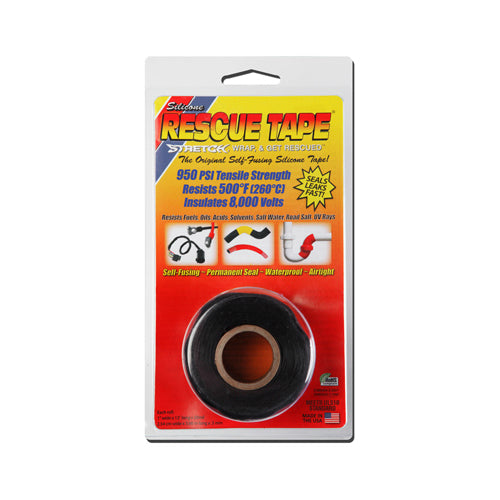 Rescue Tape RT1000201201USC Self-Fusing Silicone Tape, 1" x 12', Black