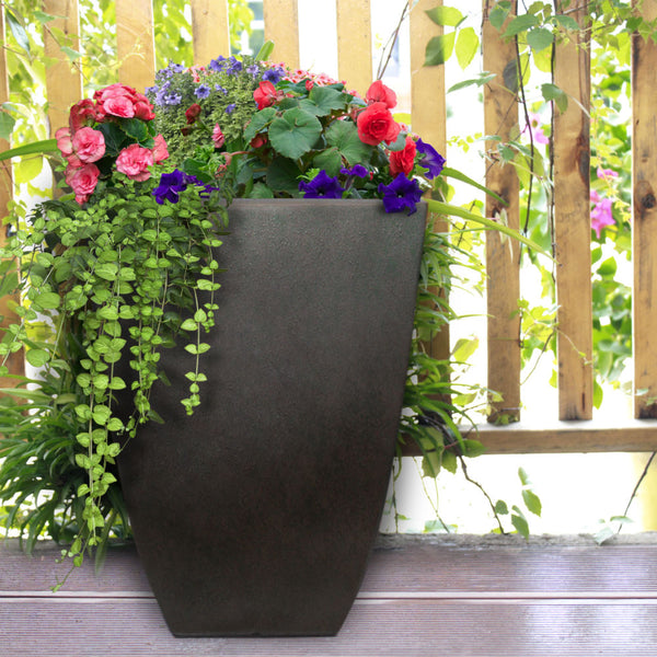 Southern Patio® HDR-019268 Newland Square Planter, Coffee, 10.5"