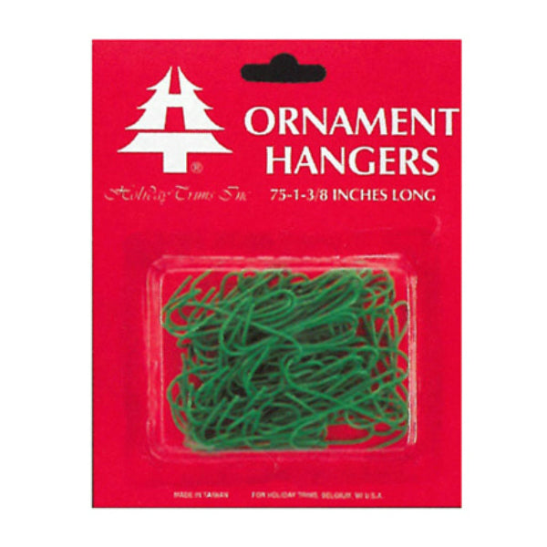 Holiday Trim 3928000 Green PVC Coated Xmas Ornament Hooks, 1-3/8", 75-Count