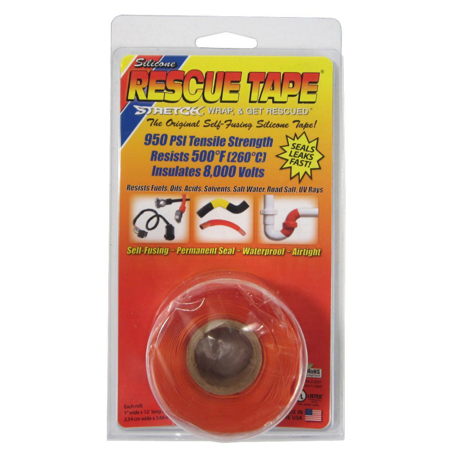 Rescue Tape RT1000201208USC Self-Fusing Orange Silicone Tape, 1"x12', 0.30 Thick