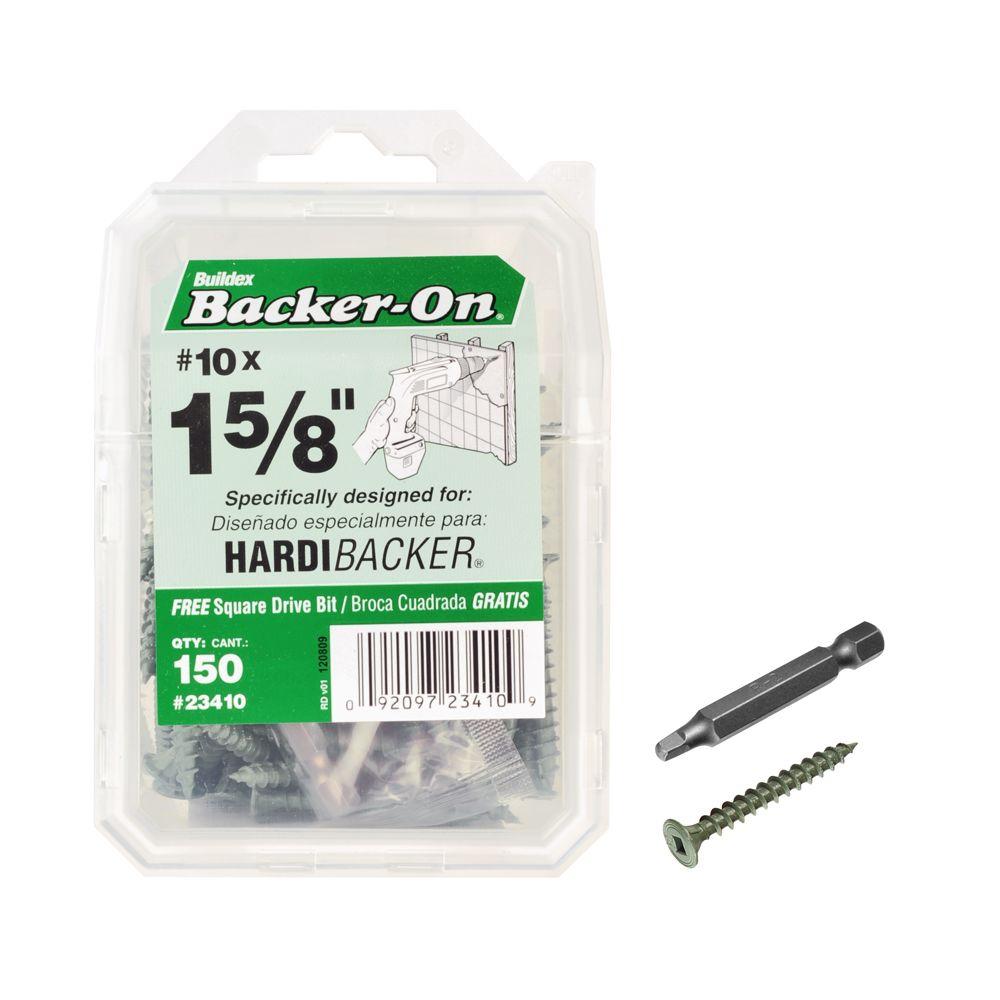 Backer-On 23410 Flat-Head Square Cement Board Screws, #10 x 1-5/8", 150-Count