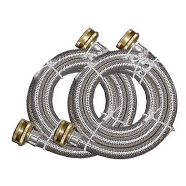 Homewerks® 7243-60-34-1-2PK S-Steel Washing Machine Hose, 3/4"x3/4"x60", 2-Pack
