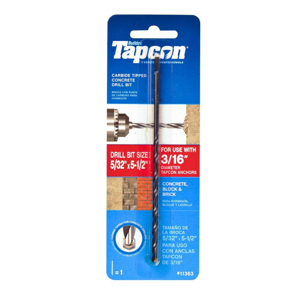 Tapcon® 11363 Carbide-Tipped Concrete Drill Bit, 5/32" x 5-1/2"