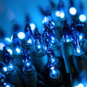 Holiday Wonderland 4004-88A Christmas Blue Mini 100-Light Set, Green Wire, 24'
