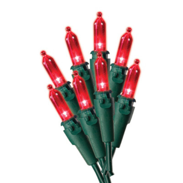 Holiday Wonderland 4053-88A Christmas Red Mini 50-Light Set, Green Wire, 12.6'